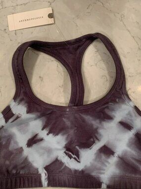 NEW Gray Light Blue ELECTRIC ROSE ANTHROPOLOGIE Rowena Tie Dye Sports Bra XS NWT